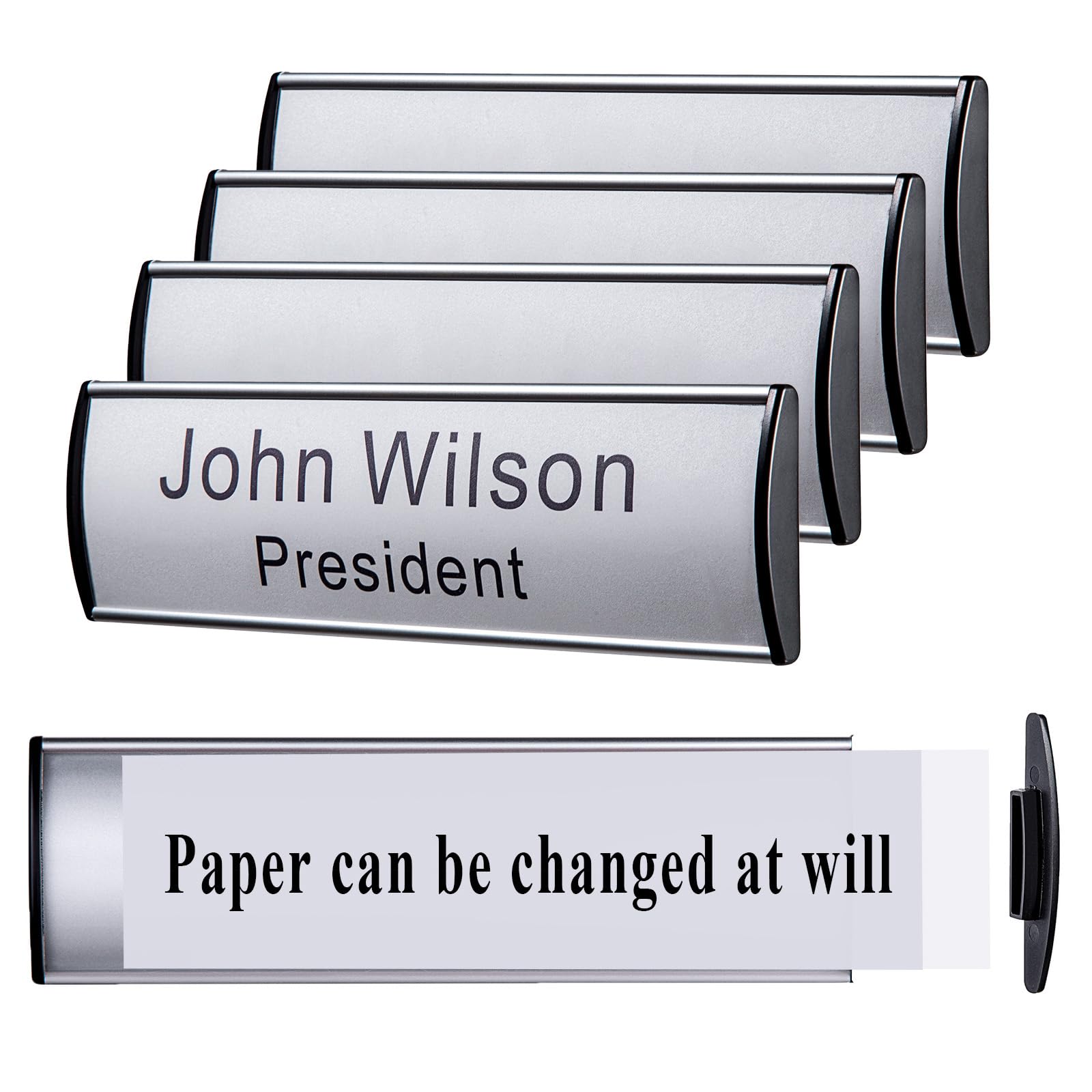 Set of 5 - Nameplate Holder for Wall Mount, 2.36'' x 8'' Curved